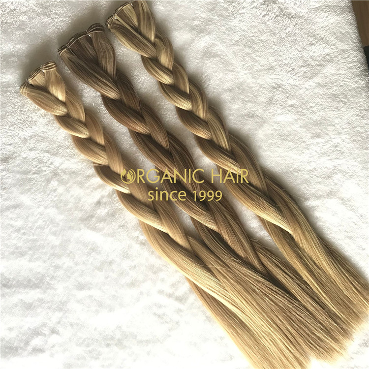 Hand tied wefts hair extensions blonde color and piano color X203